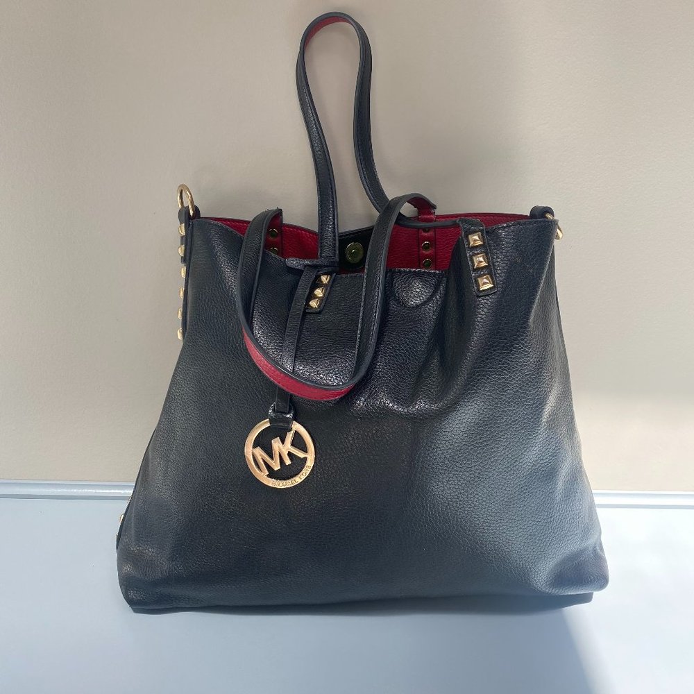 Micheal Kors Black w/ gold studs tote